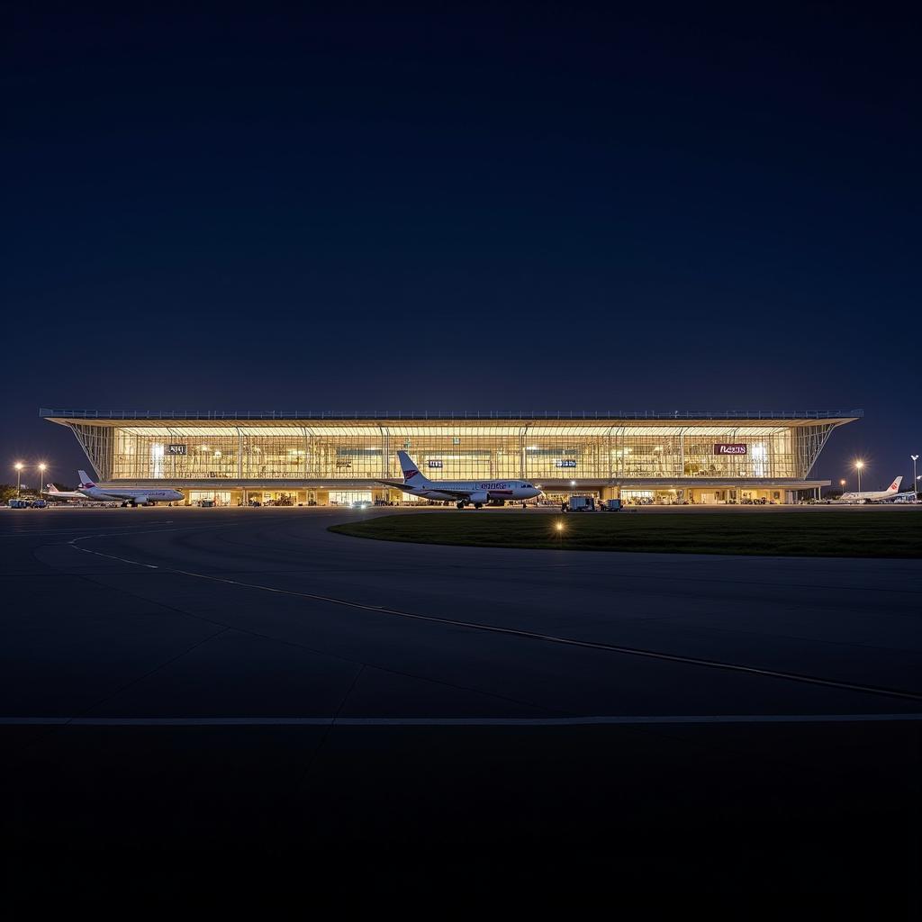 Exterior View of Bhubaneswar Airport Terminal 3 at Night