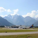 Bhuntar Airport with Himalayan backdrop