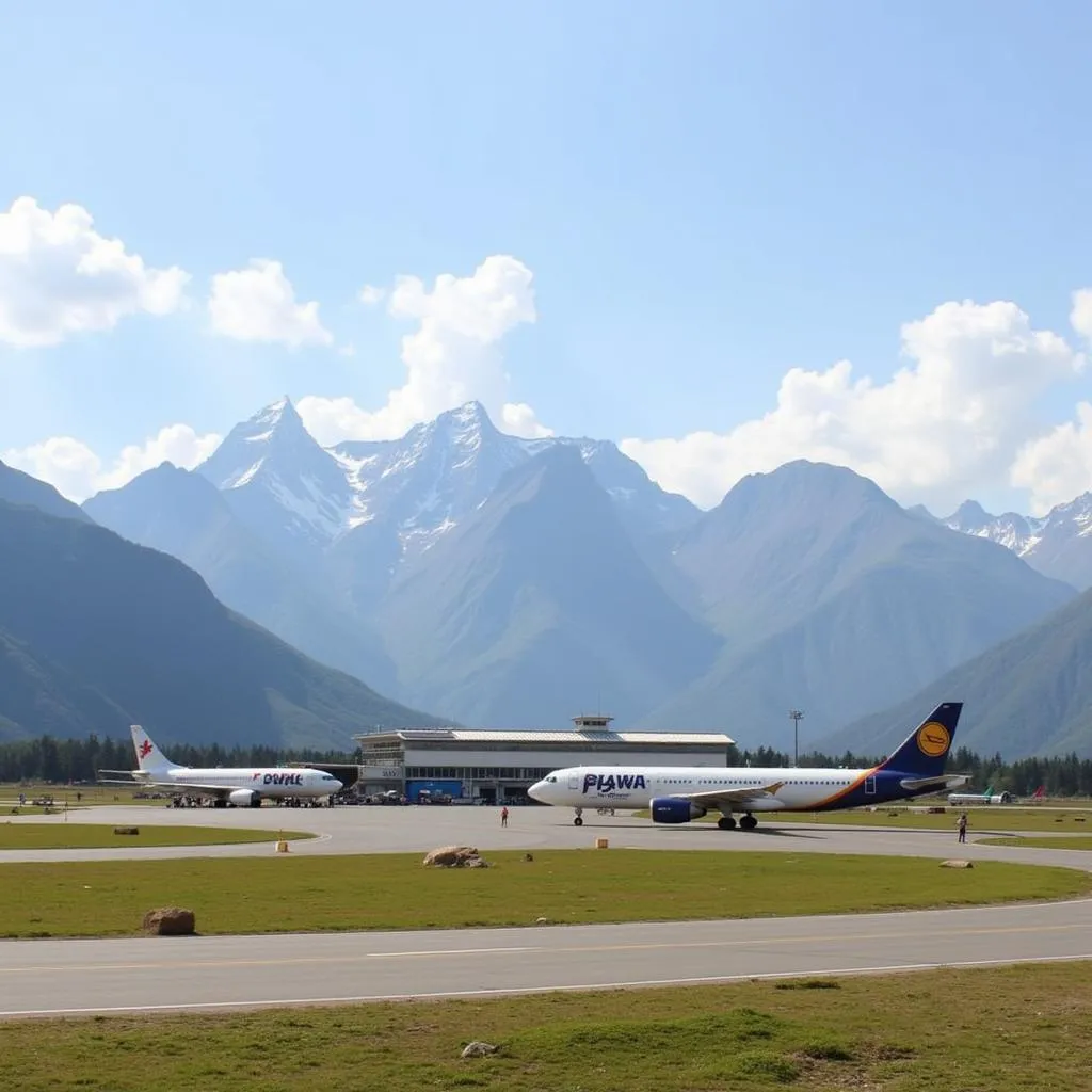 Bhuntar Airport with Himalayan backdrop