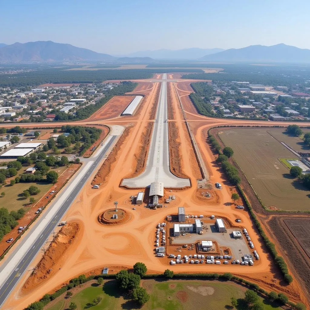 Aerial view of Bihta Airport under construction