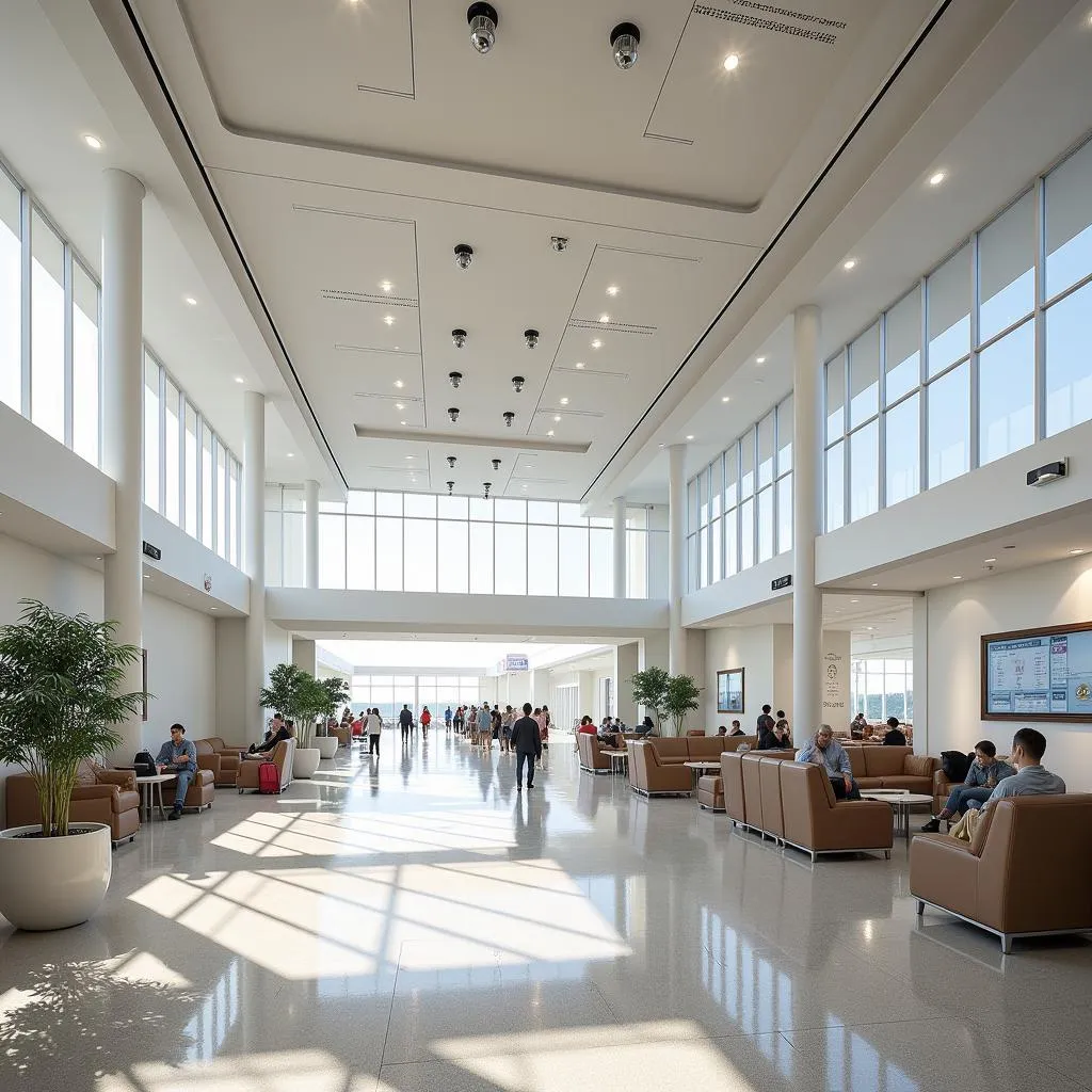 Modern interior design of Bihta Airport terminal