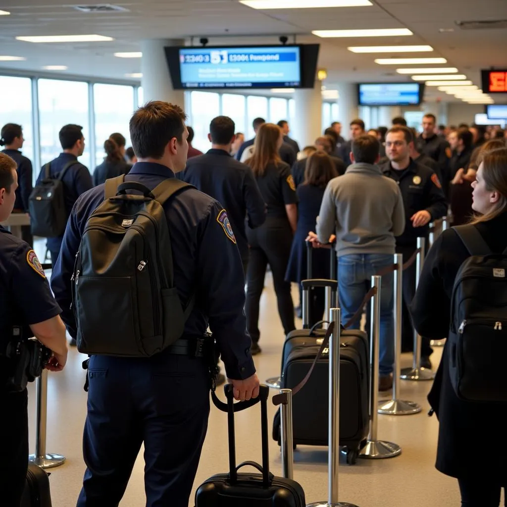 Boston Logan Airport security checkpoint after 9/11