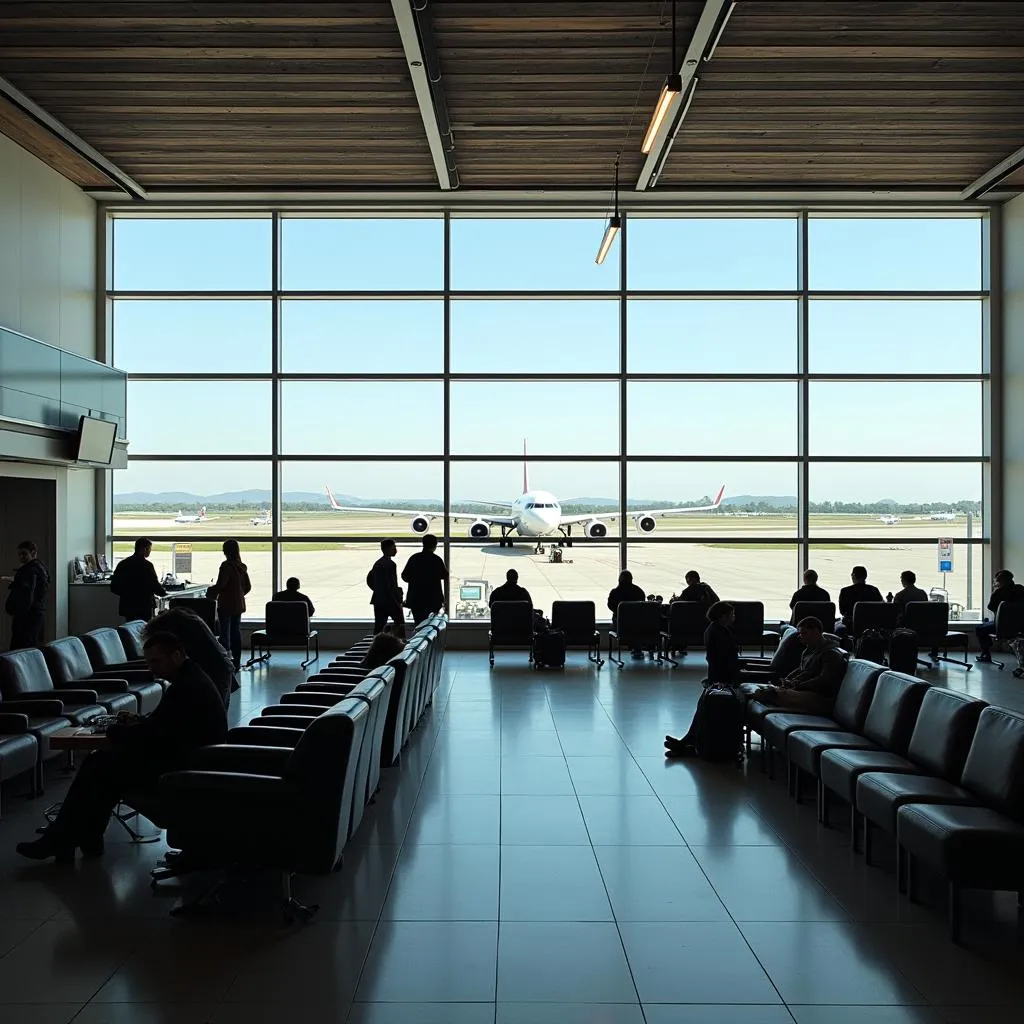 Spacious and well-lit departure lounge at Bremen Airport