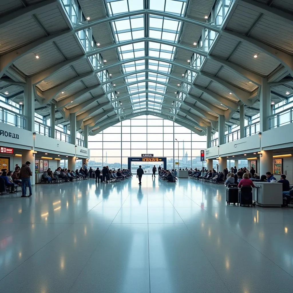 Modern interior of Bucharest Henri Coandă International Airport