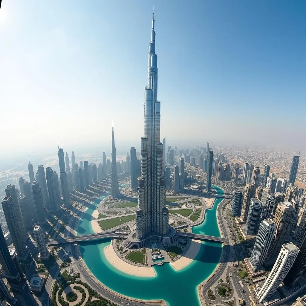 Panoramic view of Dubai from Burj Khalifa