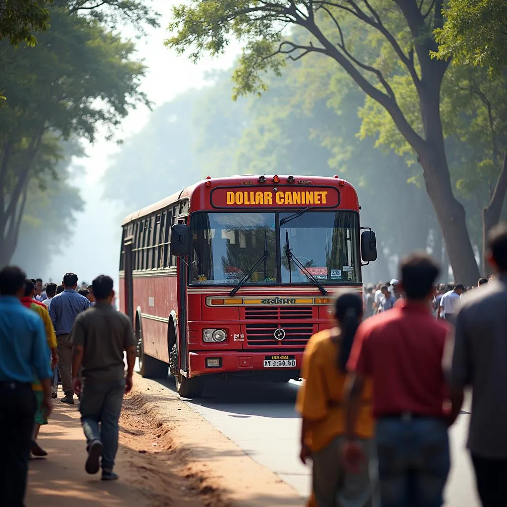 Crowded bus station in Karnataka with buses departing for Bangalore