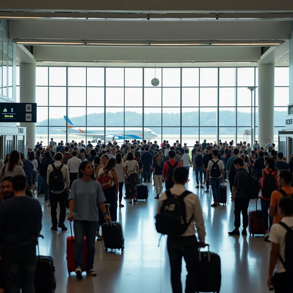 Crowded Airport Terminal in Brazil