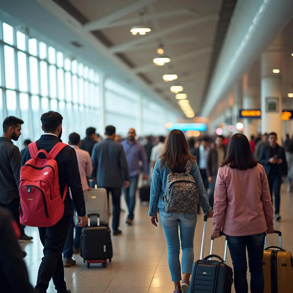 Passengers arriving at the Chennai International Airport