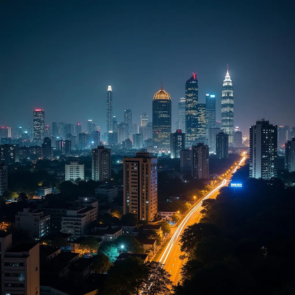 Chennai City Skyline at Night