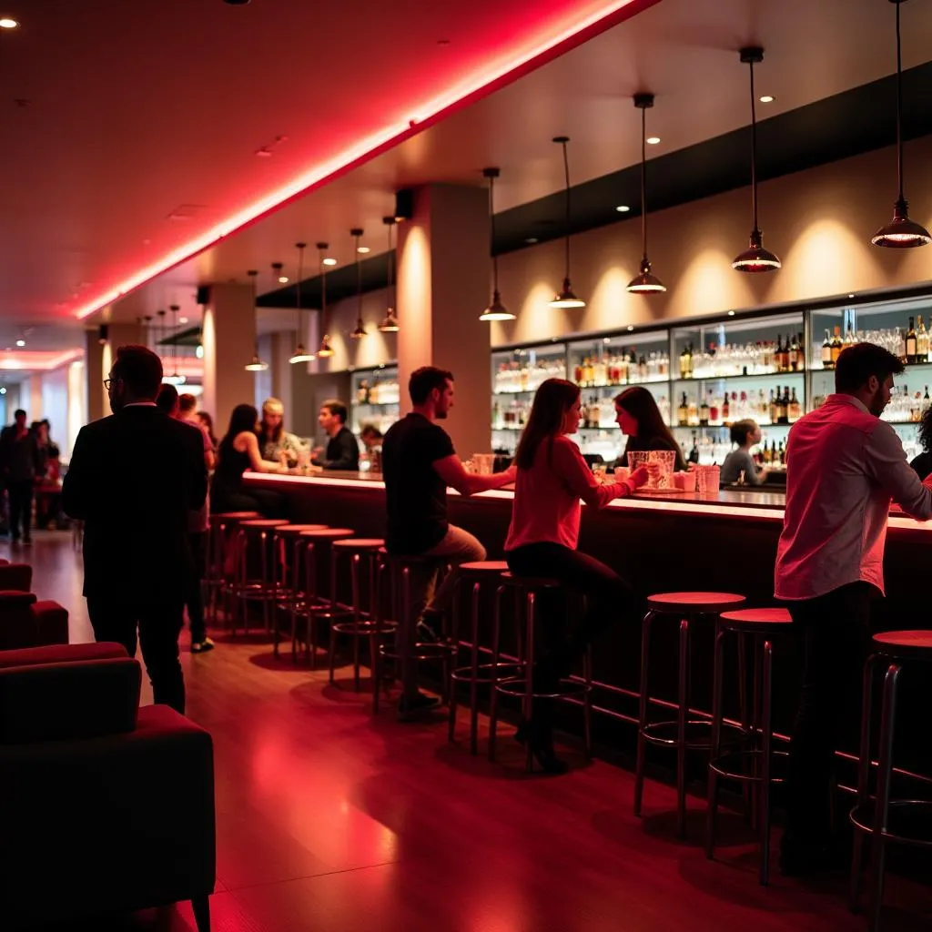 Lively bar scene at citizenM Amsterdam Airport