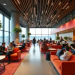 Spacious and modern lobby at citizenM Amsterdam Airport