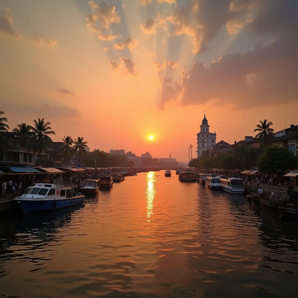 Cochin Waterfront at Sunset