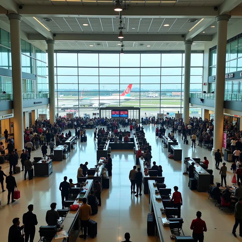 Inside the Coimbatore Airport departure hall