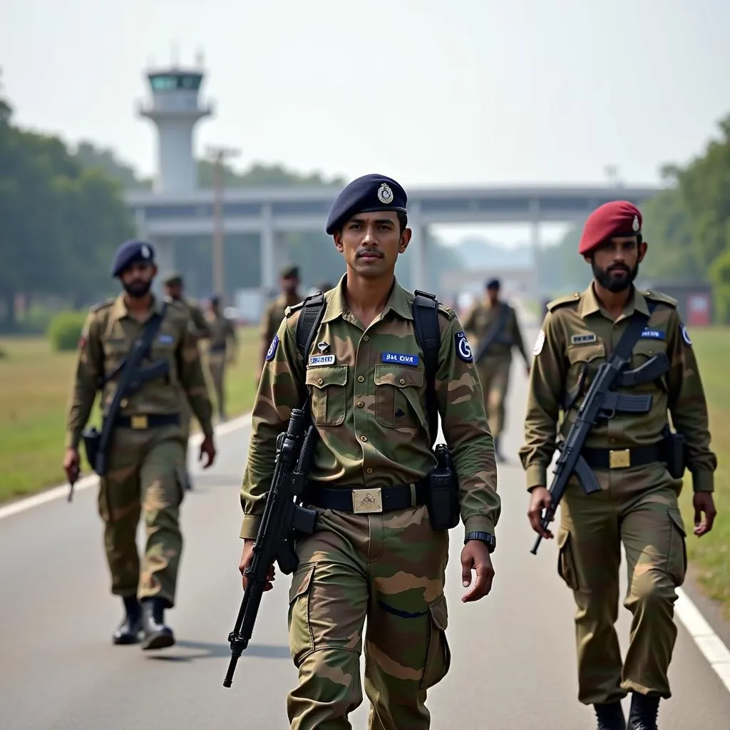 CRPF personnel patrolling Agartala Airport