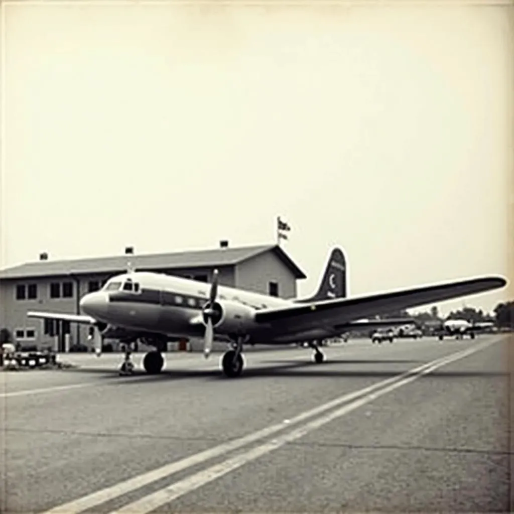 Dakota Aircraft at a 1950s Airport