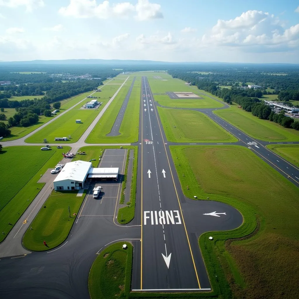 Aerial view of Davanagere Airport runway and surrounding landscape