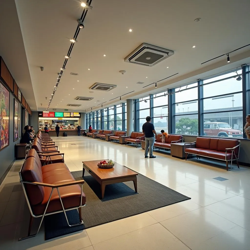 Spacious and well-lit departure lounge