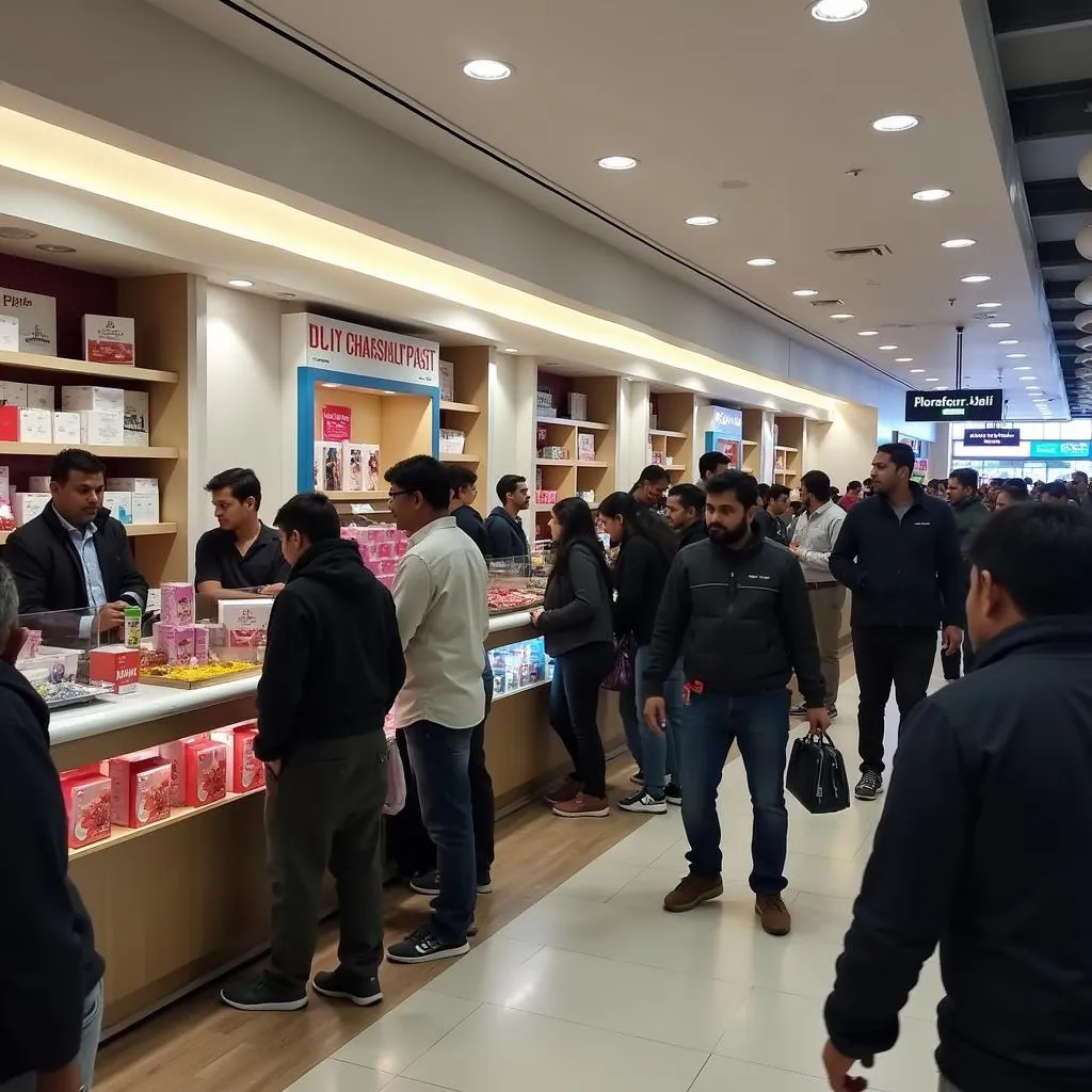 Passengers shopping at Delhi Airport duty free