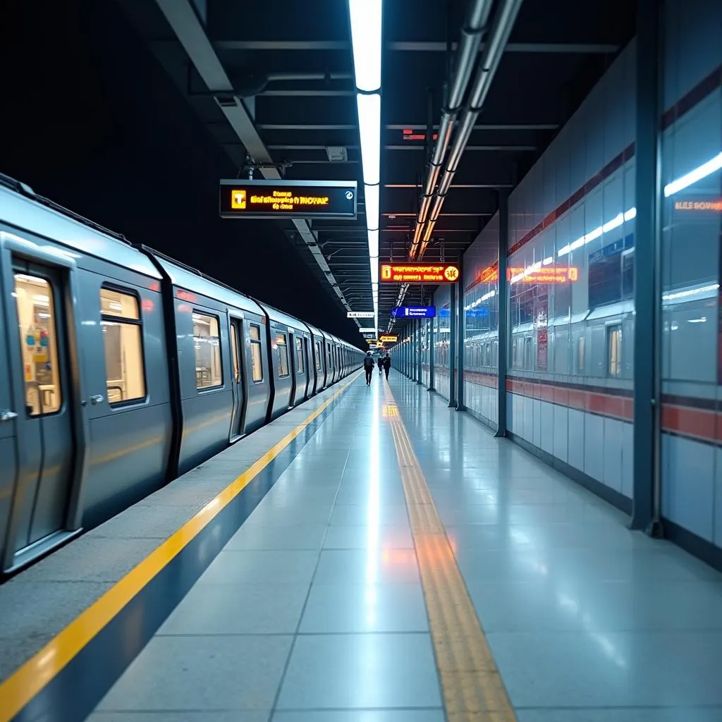 Modern platform of Delhi Airport Express Metro