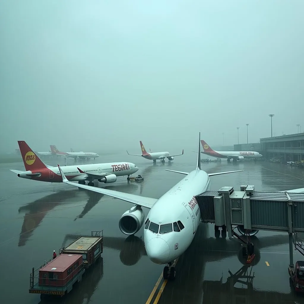 Delhi Airport during monsoon rain