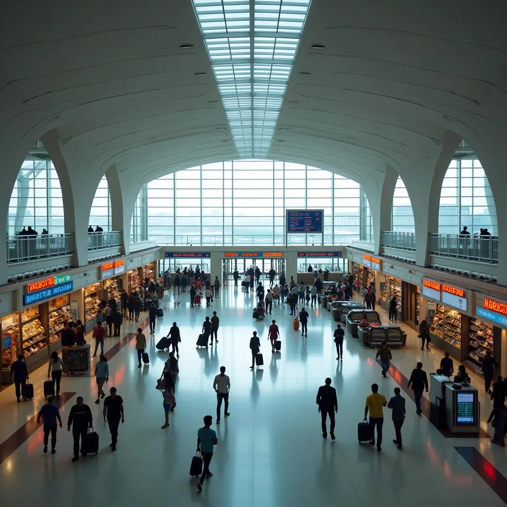 Modern and spacious interior of Delhi Airport terminal