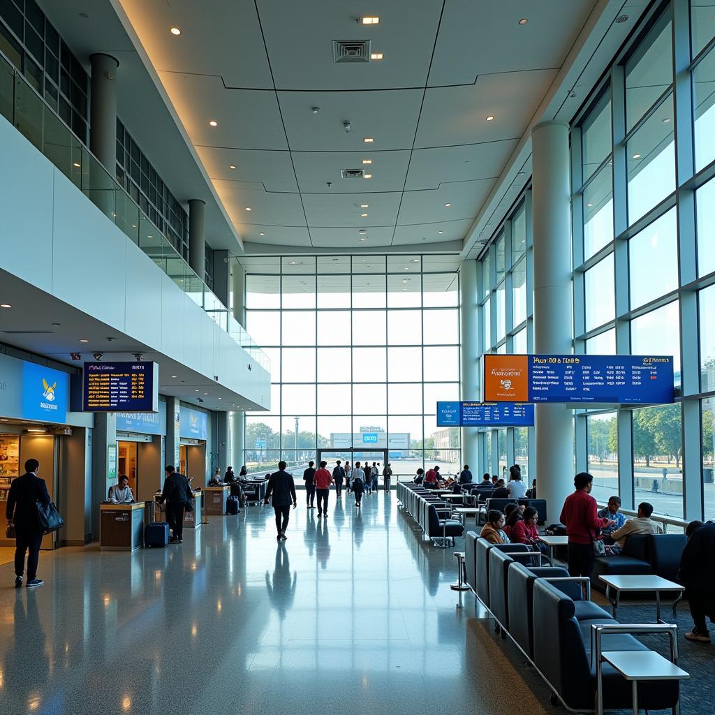 Modern interior of Delhi Airport terminal