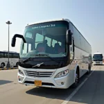 Modern Volvo bus at Delhi Airport for Chandigarh route