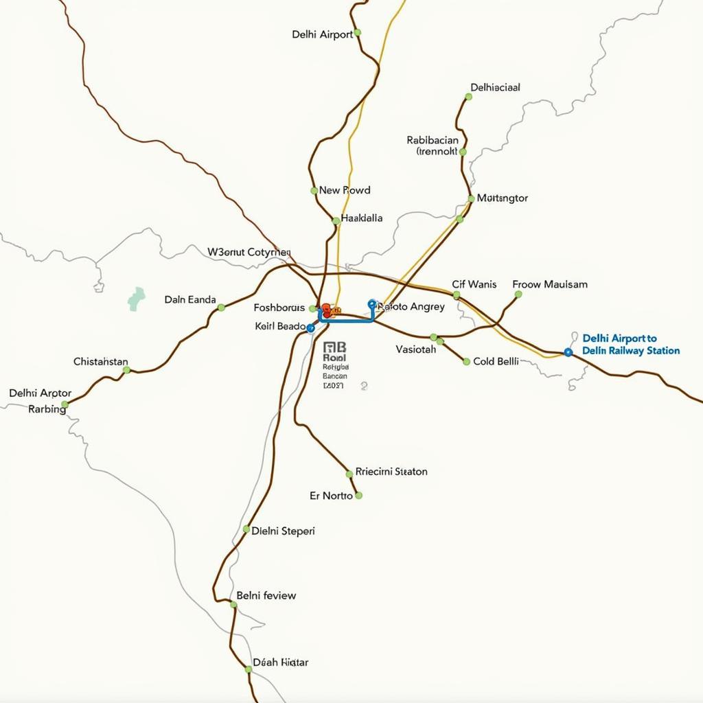 Delhi Airport to Old Delhi Railway Station Map