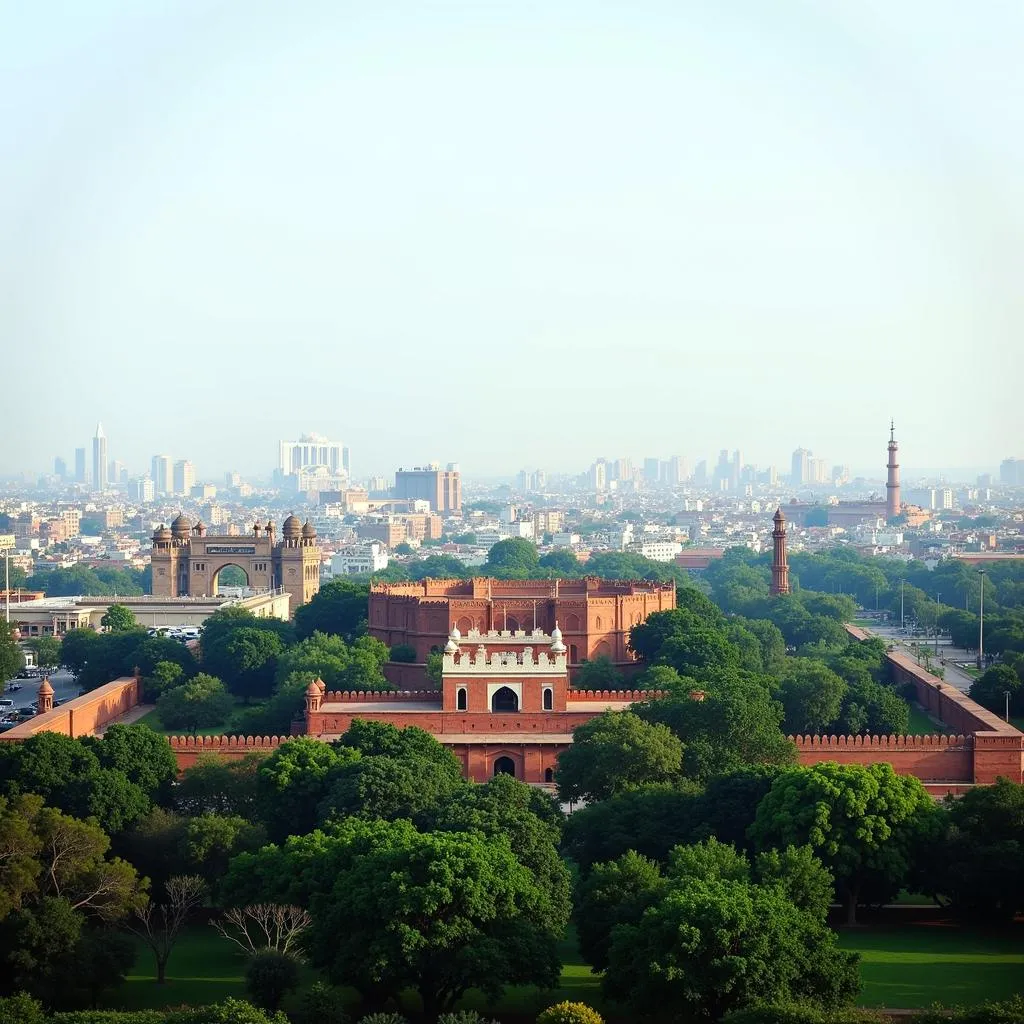 Delhi City Skyline with Historical Monuments