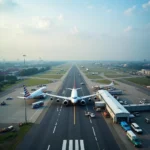 Aerial view of a domestic airport in Maharashtra