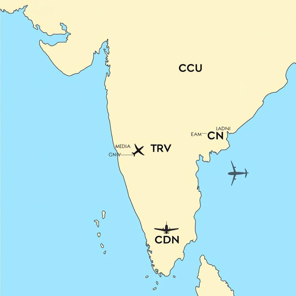 Map of Domestic Airports in Kerala