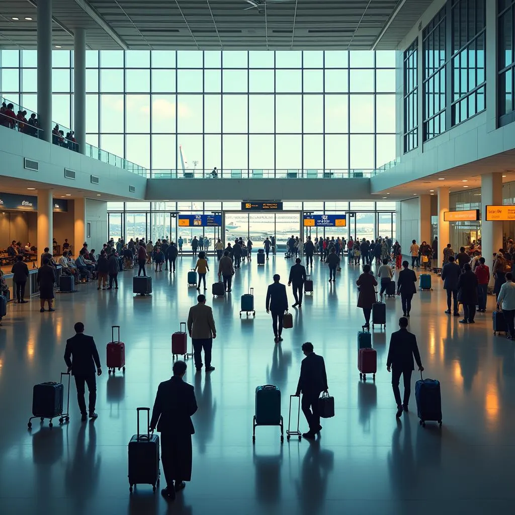 Passengers at the domestic terminal of an airport