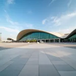 Modern architecture of Etihad Airport terminal