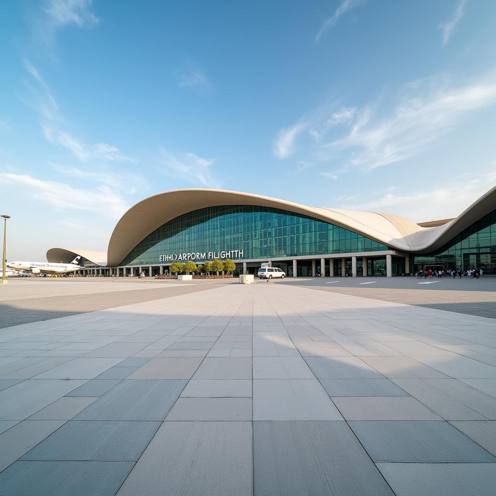 Modern architecture of Etihad Airport terminal