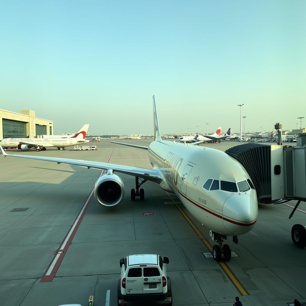 Etihad Airways aircraft at Etihad Airport gate