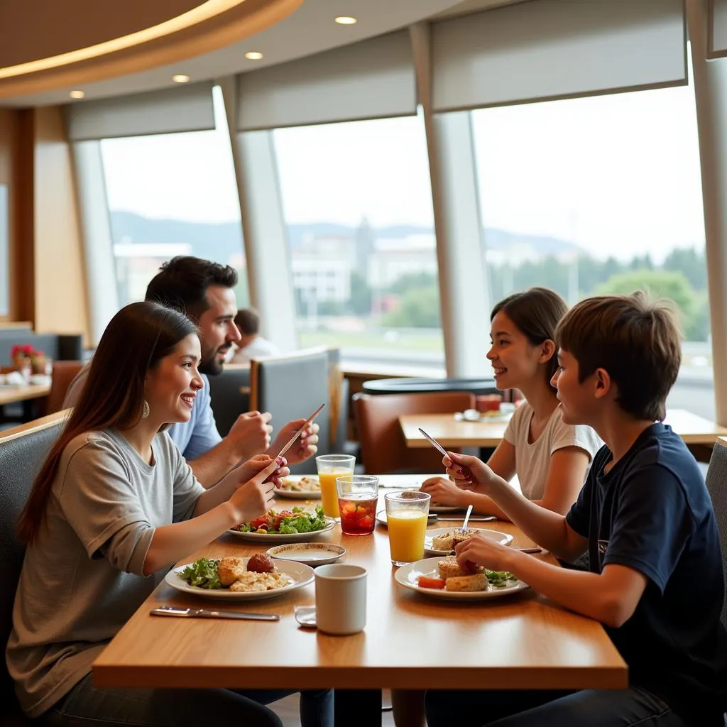 Family Dining at an Airport Hotel Restaurant