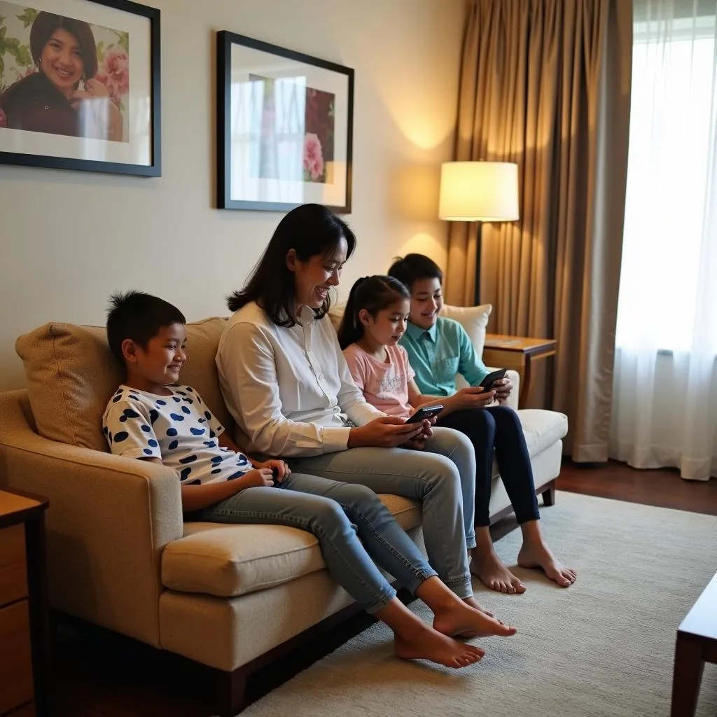 Family Relaxing at Bangalore Airport Transit Hotel