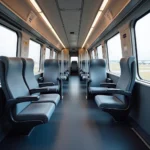 Modern and spacious first-class train cabin at Schiphol Airport