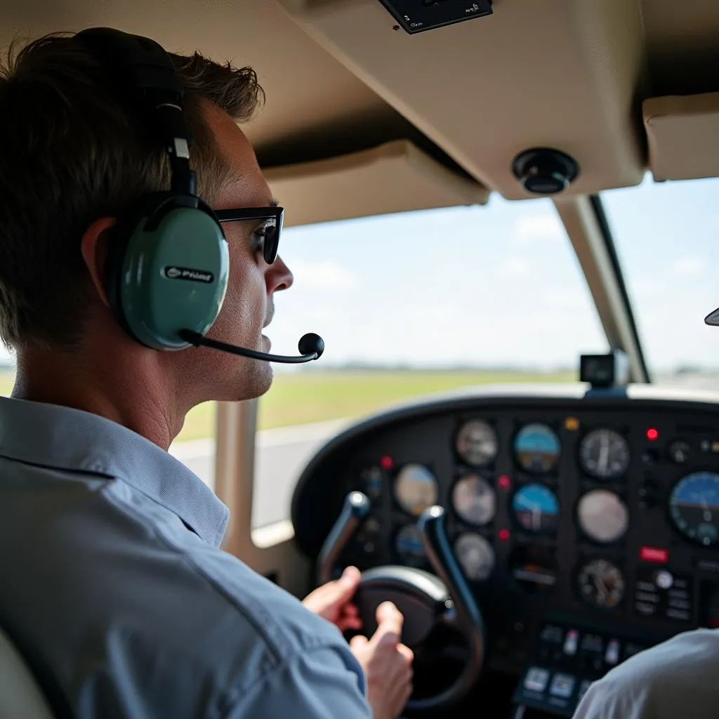 Flight instructor and student in a cockpit at Monroe NC