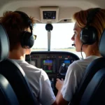 Flight Instructor and Student in Cockpit