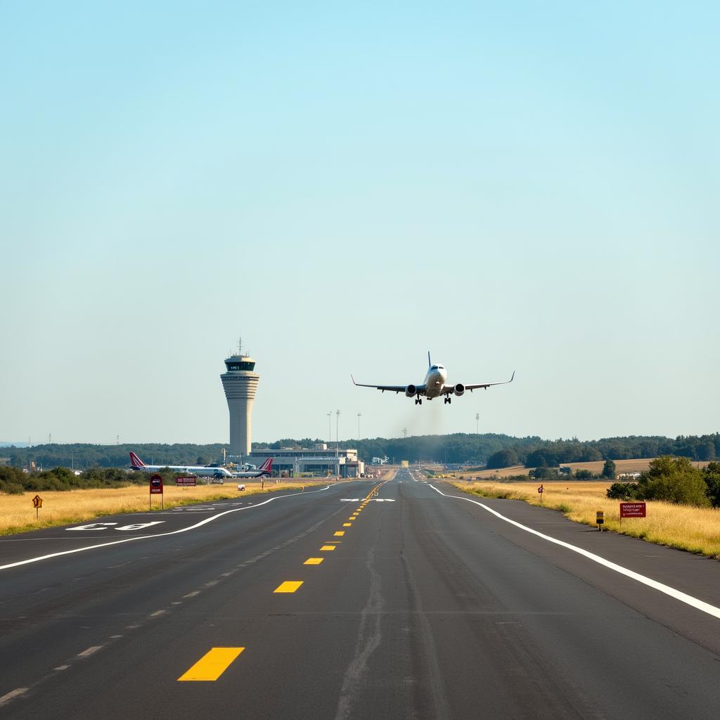 FOC Airport Runway and Air Traffic Control Tower