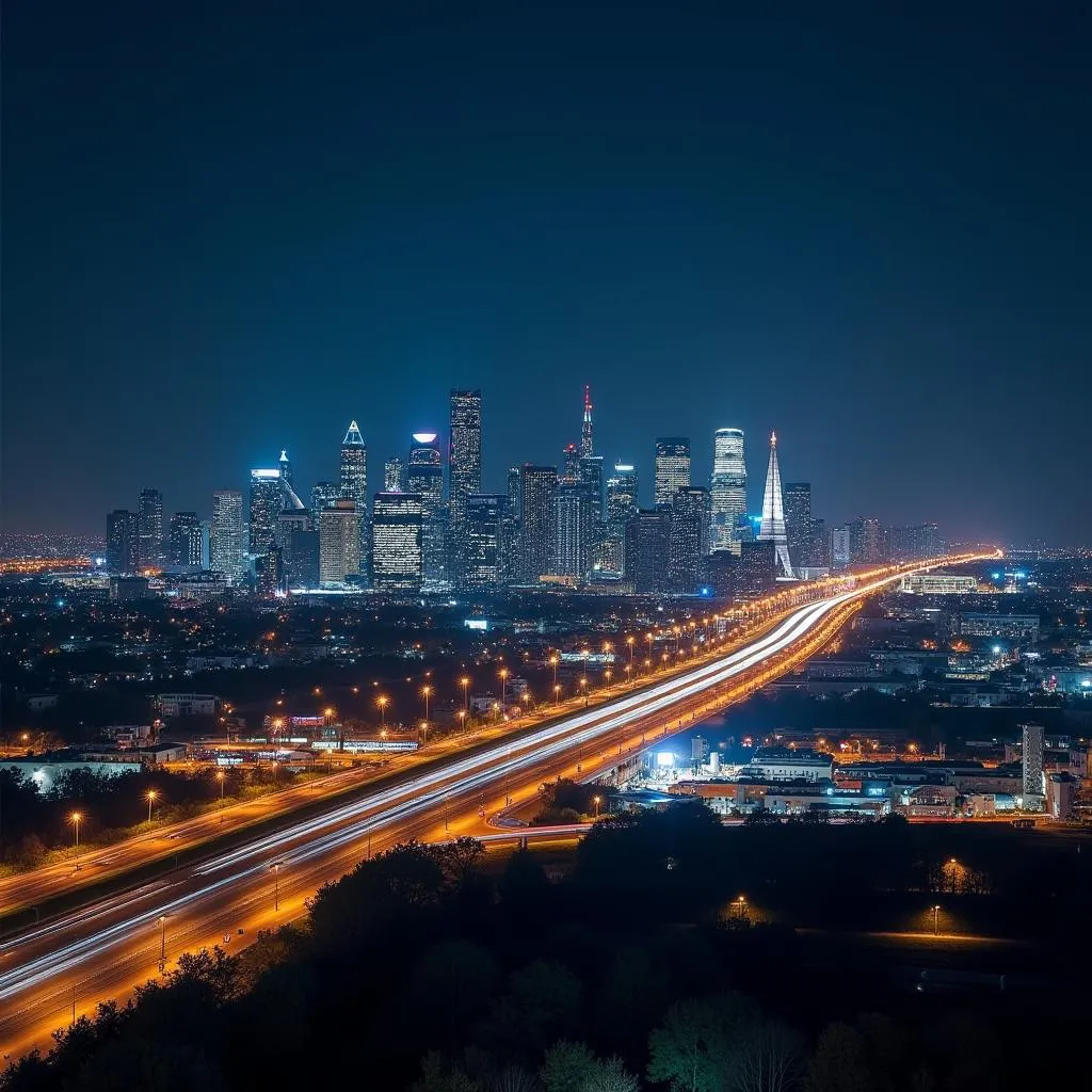 Frankfurt Airport Skyline at Night: A breathtaking view.