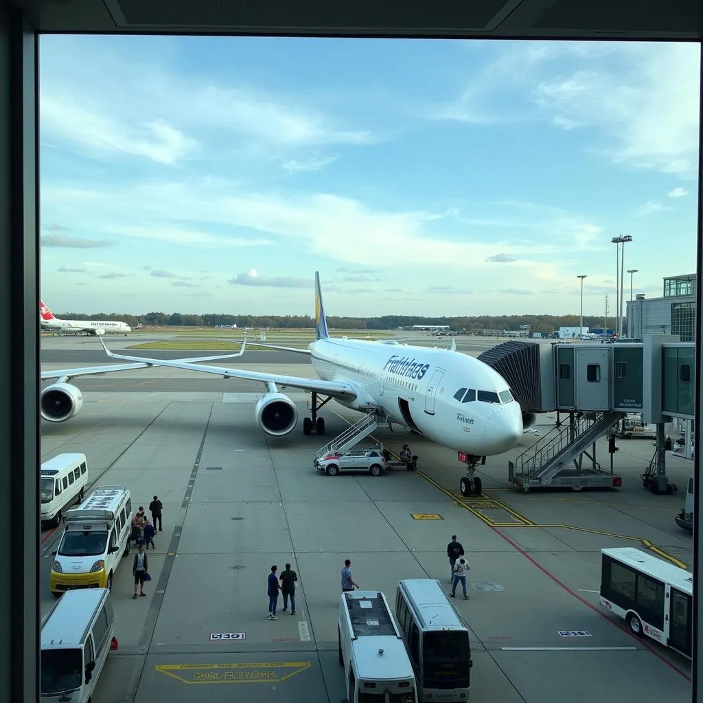 Frankfurt Airport Terminal with Lufthansa Plane