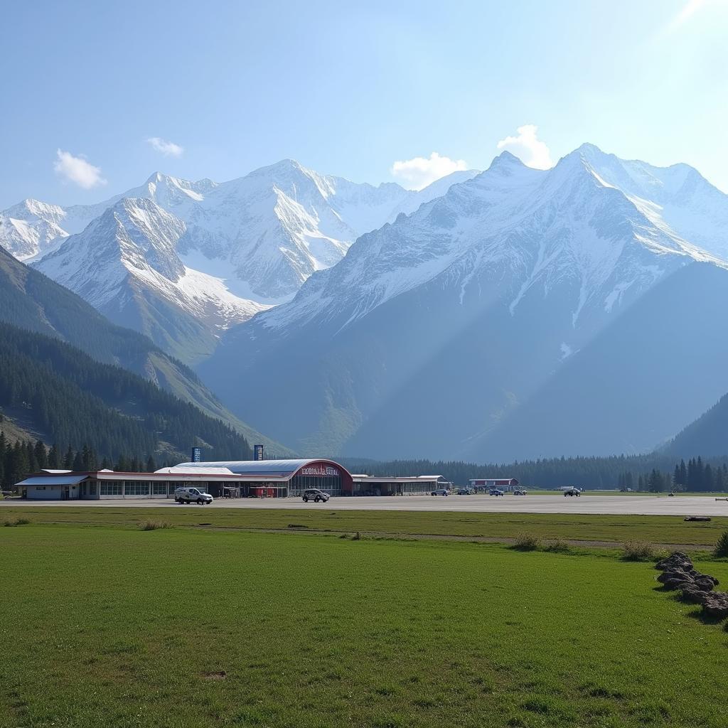 Gaggal Airport with Dhauladhar range in the background 