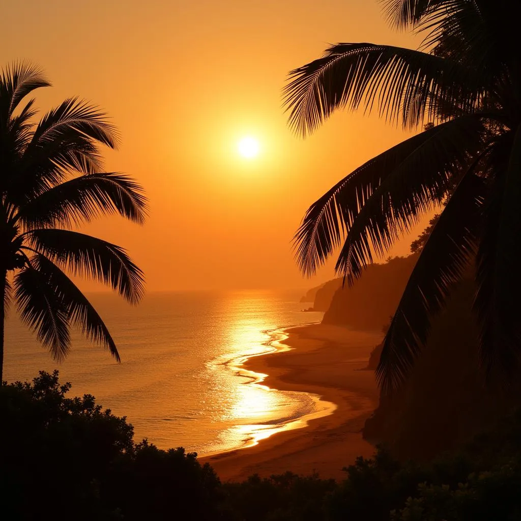 Tranquil Goa Beach at Sunset