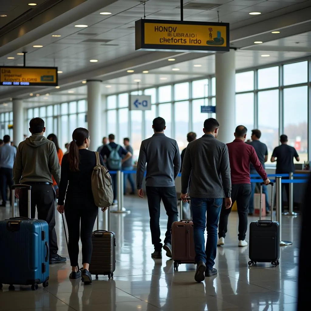 Passengers Proceeding Through Security Check at Gondia Airport