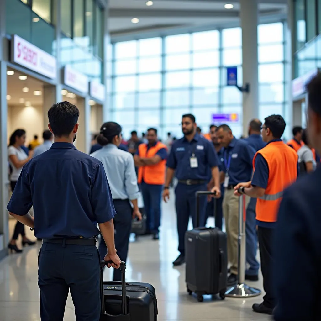 Ground staff members at Mumbai Airport