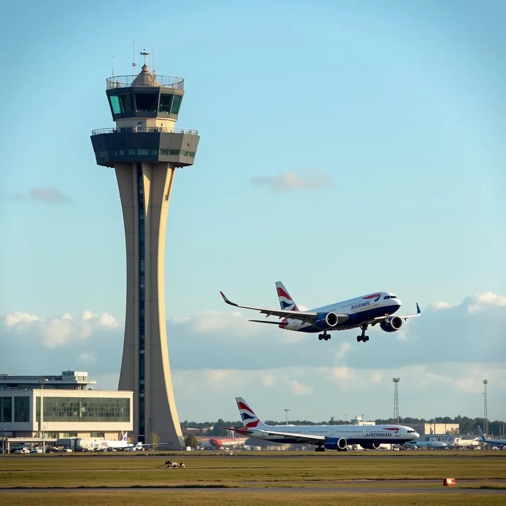 Heathrow Airport Control Tower and Runway