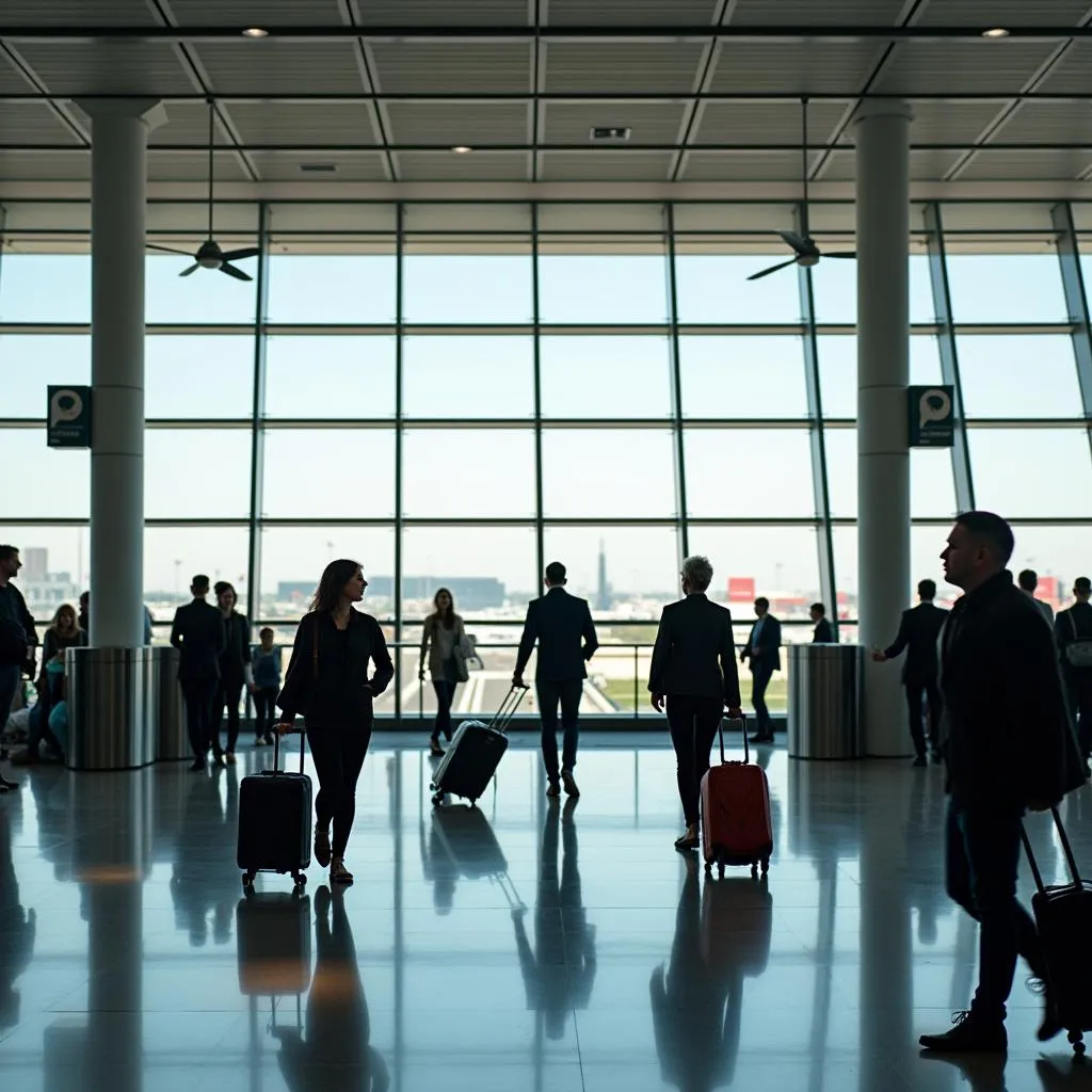 Busy Heathrow Airport Terminal