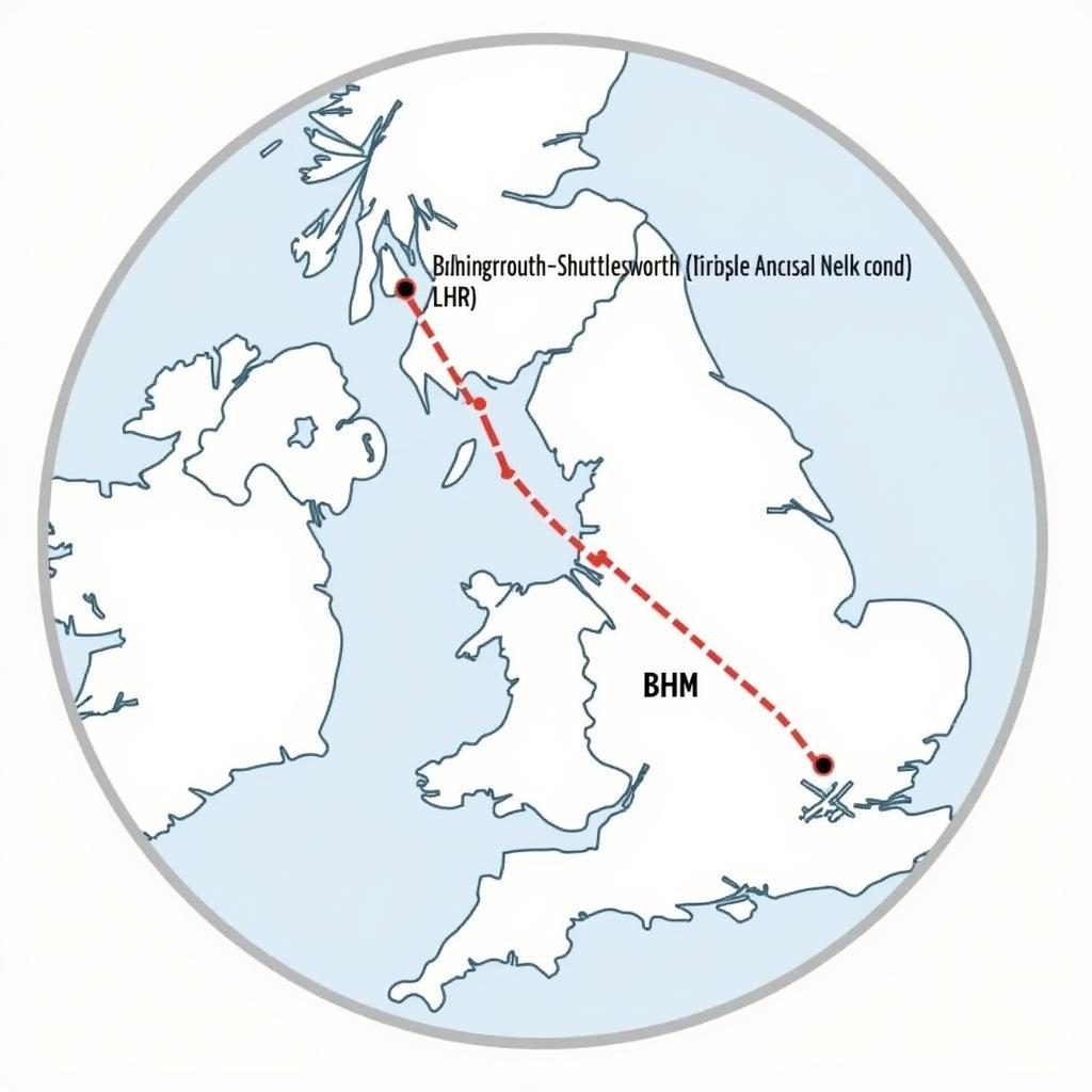 Flight route from Heathrow to Birmingham